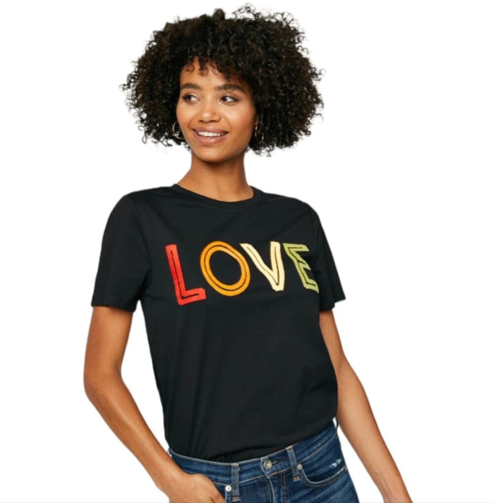 FUZZY LOVE Black T-Shirt NOT a Graphic Tee Short Sleeve Small